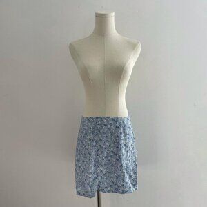Reformation Margot Mini Skirt In Blue Floral Print Womens Size 6